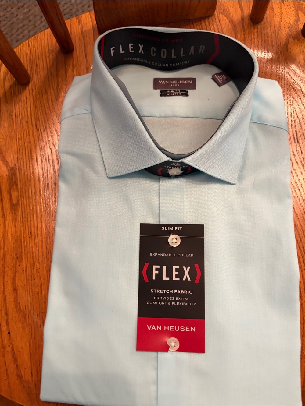 Van Heusen Light Blue Flex Collar Slim Fit Dress Shirt